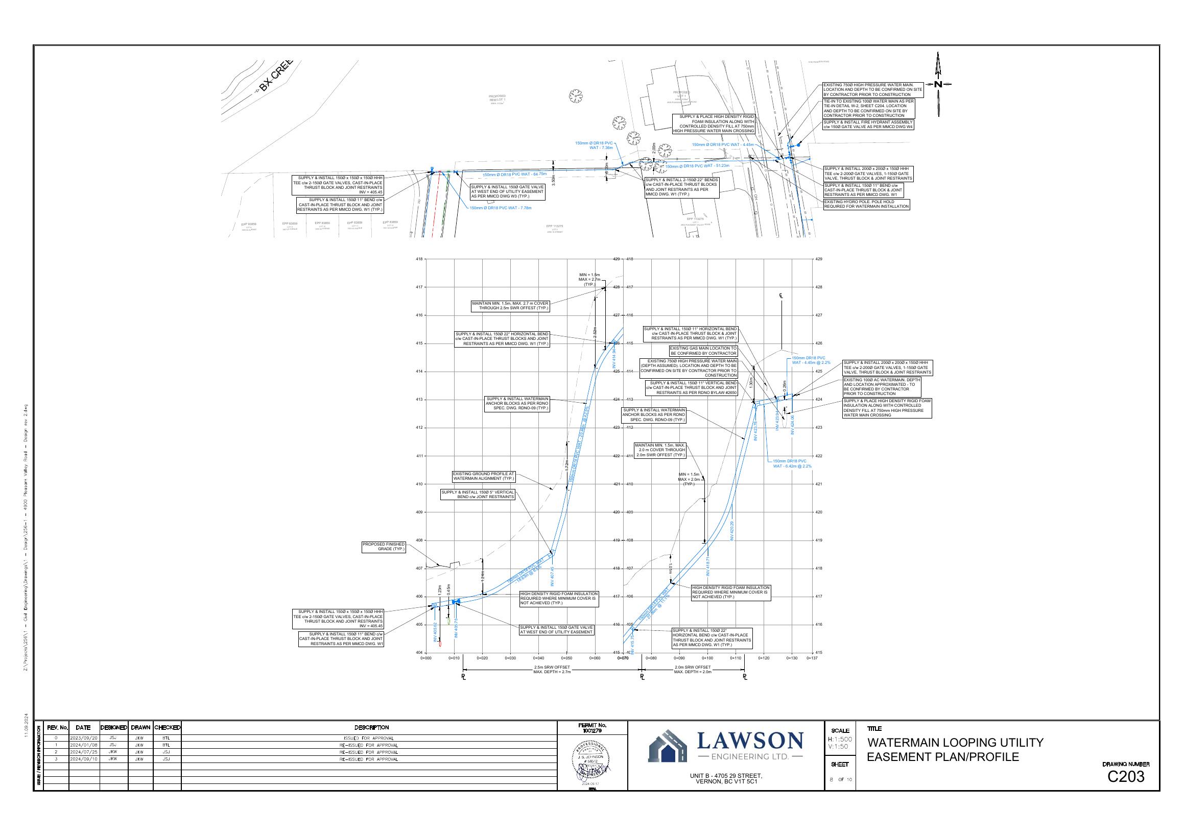 C203 — Watermain Looping Utility Easement Plan / Profile