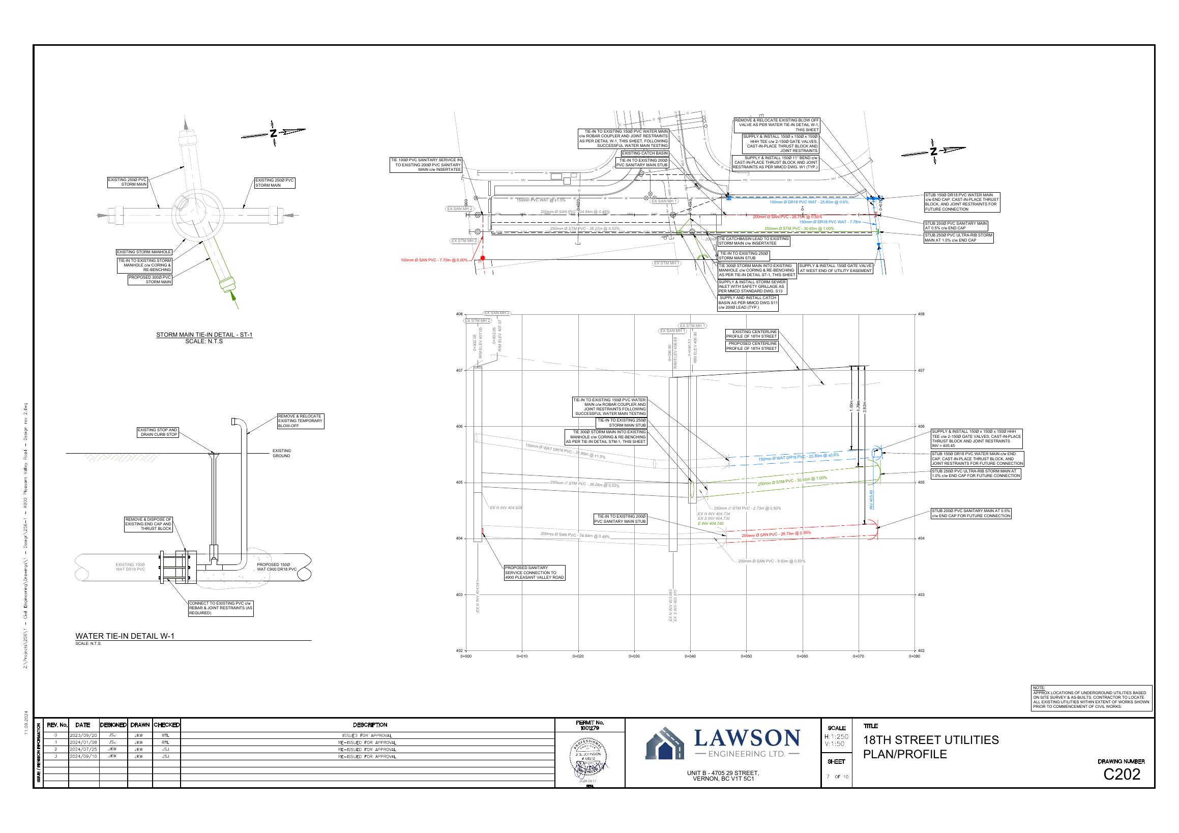 C202 — 18th Street Utilities Plan / Profile
