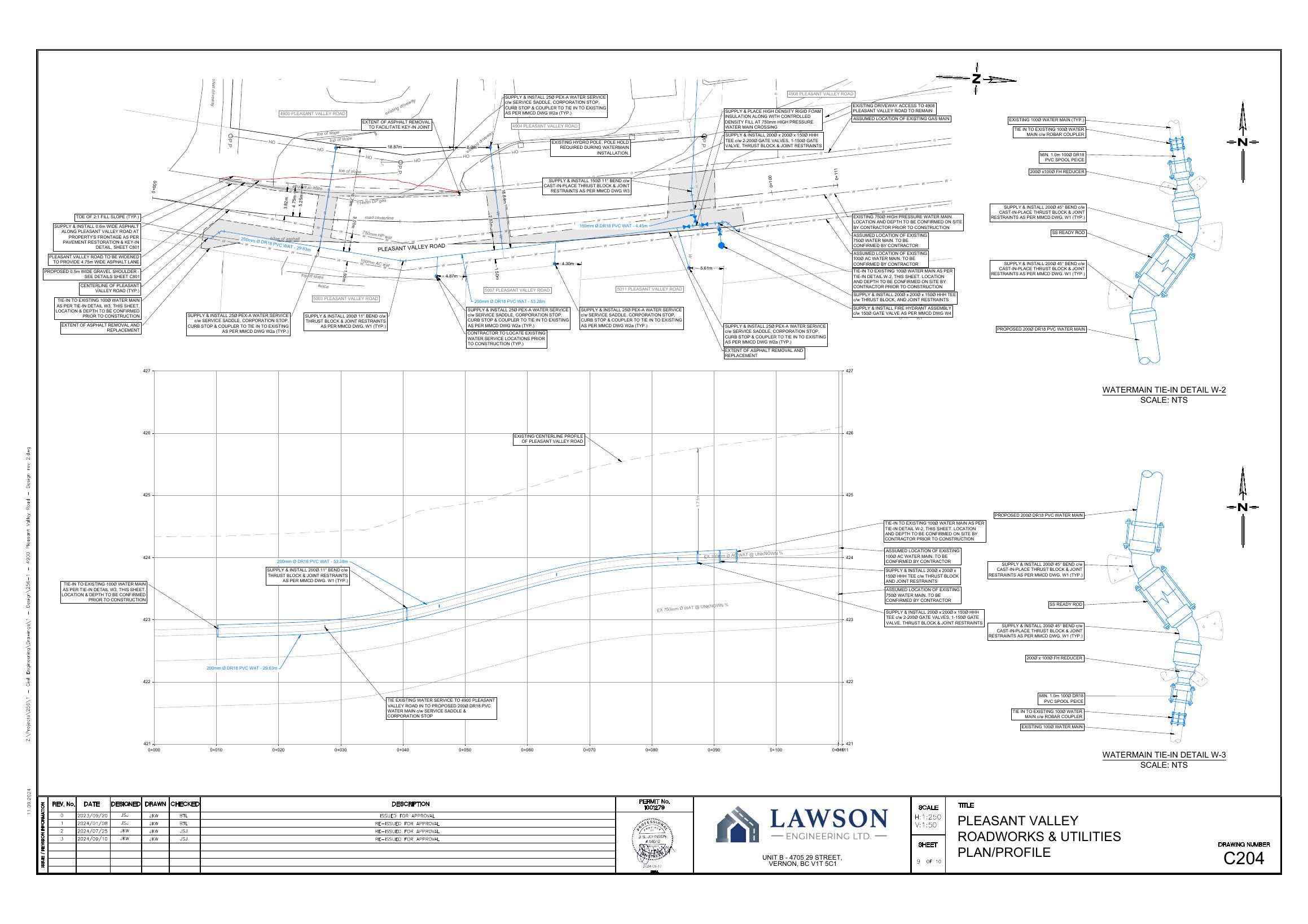 C204 — Pleasant Valley Roadworks Plan / Profile